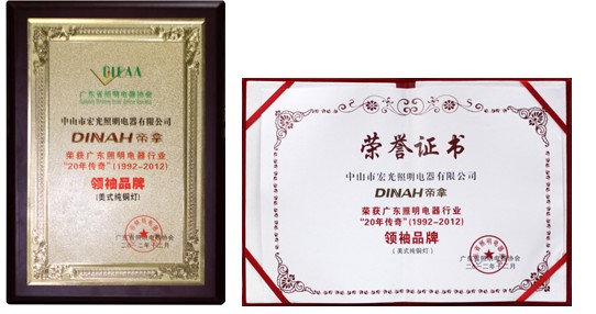 熱烈祝賀DINAH帝拿榮獲“美式純銅燈領袖品牌”